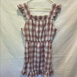 Listicle Red and White Checkered Picnic Dress